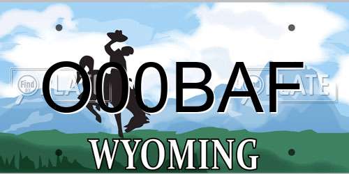 O00BAF Wyoming License Plate