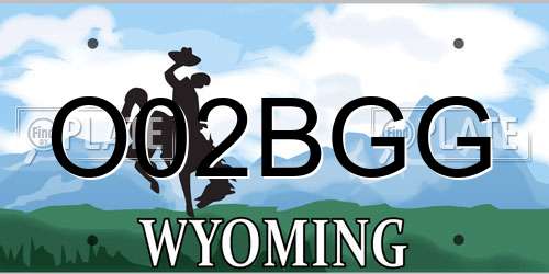 O02BGG Wyoming License Plate