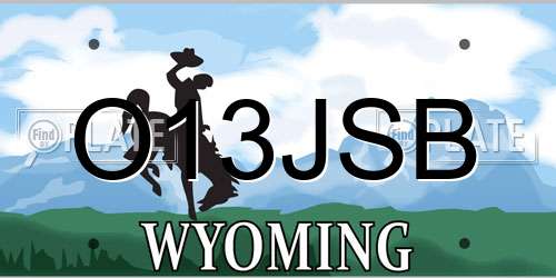 O13JSB Wyoming License Plate