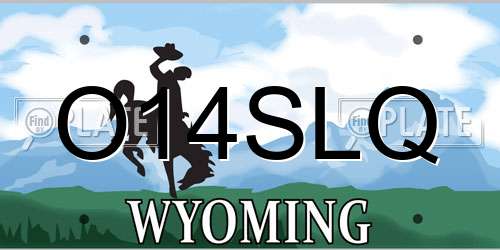 O14SLQ Wyoming License Plate