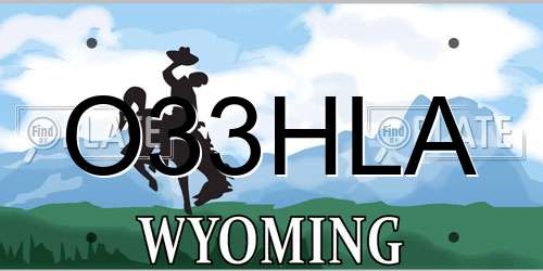 O33HLA Wyoming License Plate