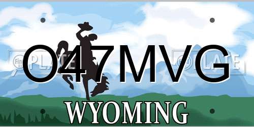 O47MVG Wyoming License Plate