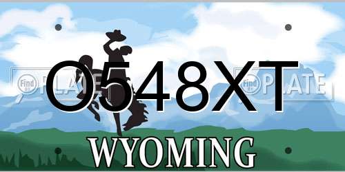 O548XT Wyoming License Plate