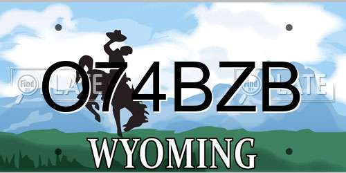 O74BZB Wyoming License Plate
