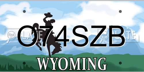 O74SZB Wyoming License Plate