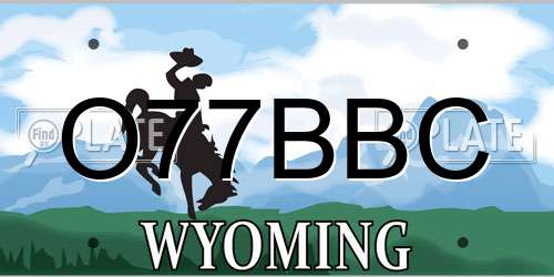 O77BBC Wyoming License Plate