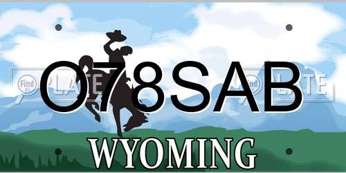 O78SAB Wyoming License Plate