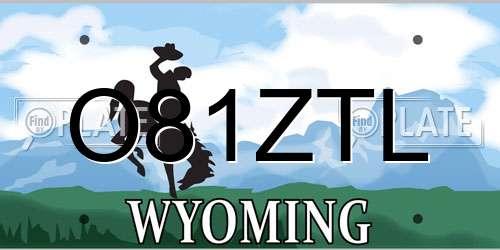 O81ZTL Wyoming License Plate