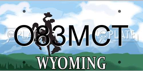 O83MCT Wyoming License Plate