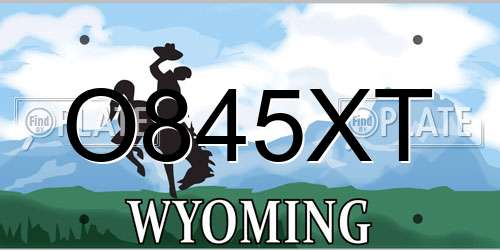 O845XT Wyoming License Plate