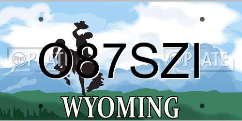 O87SZI Wyoming License Plate