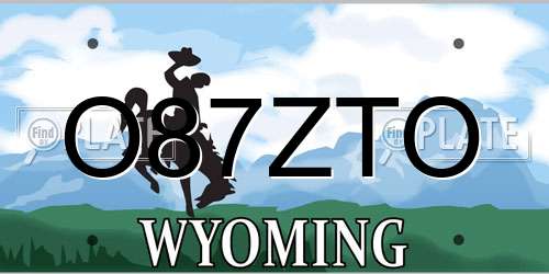 O87ZTO Wyoming License Plate