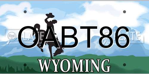 OABT86 Wyoming License Plate