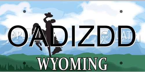 OADIZDD Wyoming License Plate
