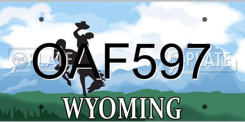 OAF597 Wyoming License Plate