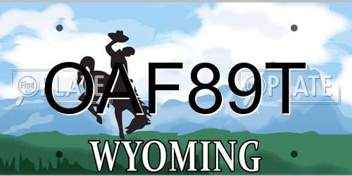 OAF89T Wyoming License Plate