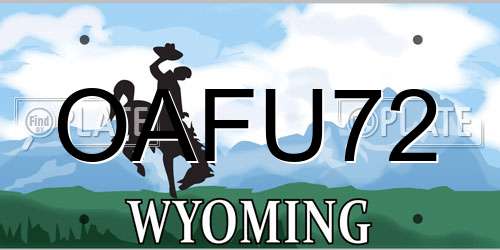 OAFU72 Wyoming License Plate