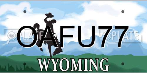 OAFU77 Wyoming License Plate