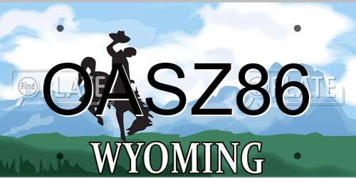 OASZ86 Wyoming License Plate