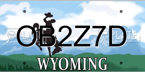 OB2Z7D Wyoming License Plate