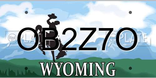 OB2Z7O Wyoming License Plate