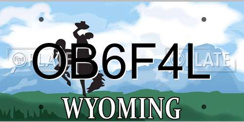 OB6F4L Wyoming License Plate