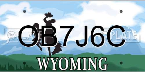 OB7J6C Wyoming License Plate