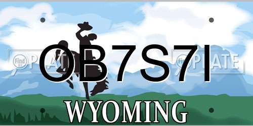 OB7S7I Wyoming License Plate