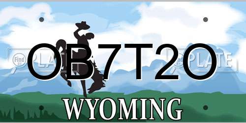 OB7T2O Wyoming License Plate