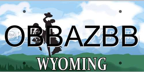OBBAZBB Wyoming License Plate