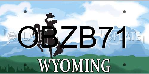 OBZB71 Wyoming License Plate