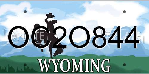 OC2O844 Wyoming License Plate