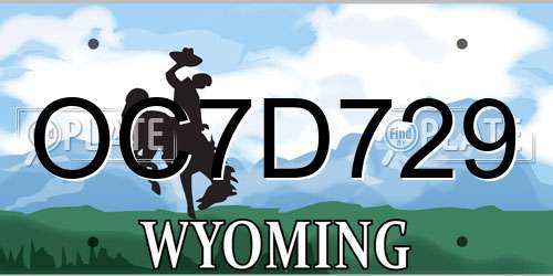 OC7D729 Wyoming License Plate