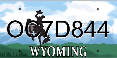 OC7D844 Wyoming License Plate