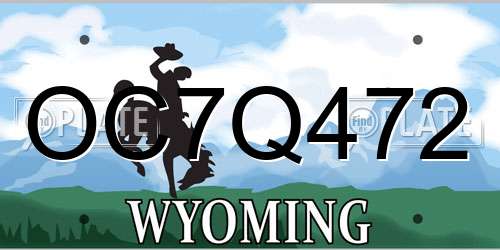 OC7Q472 Wyoming License Plate