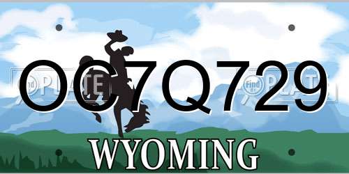 OC7Q729 Wyoming License Plate