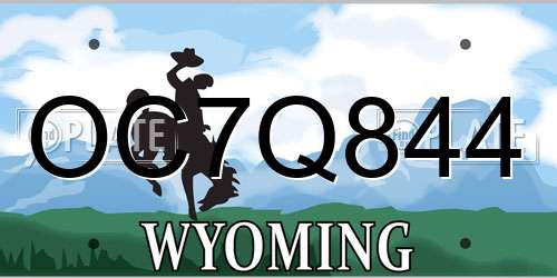 OC7Q844 Wyoming License Plate