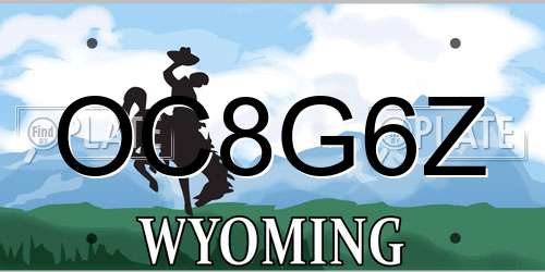 OC8G6Z Wyoming License Plate