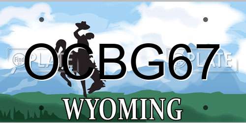 OCBG67 Wyoming License Plate