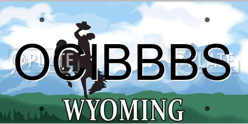 OCIBBBS Wyoming License Plate
