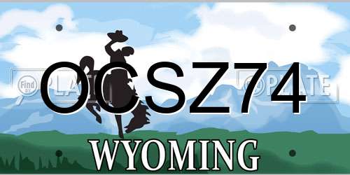 OCSZ74 Wyoming License Plate