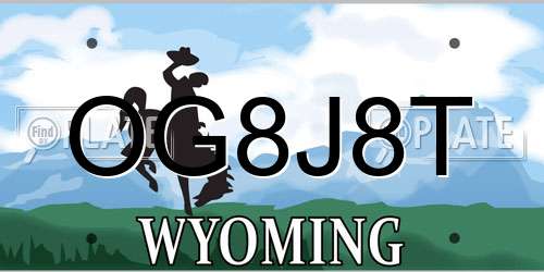 OG8J8T Wyoming License Plate