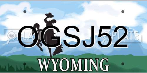OGSJ52 Wyoming License Plate