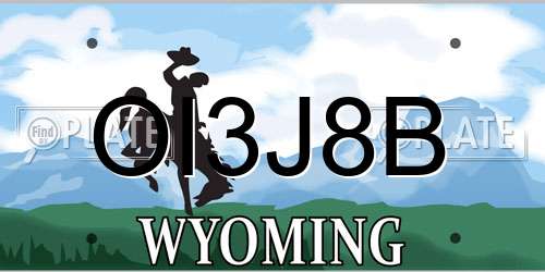 OI3J8B Wyoming License Plate