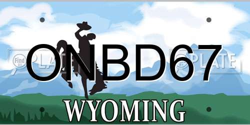 ONBD67 Wyoming License Plate