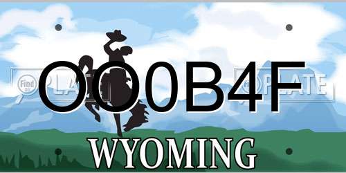 OO0B4F Wyoming License Plate
