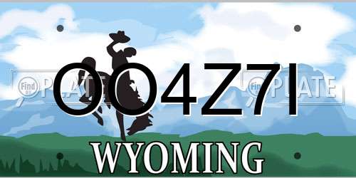 OO4Z7I Wyoming License Plate