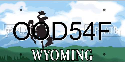 OOD54F Wyoming License Plate