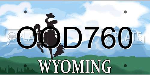 OOD760 Wyoming License Plate