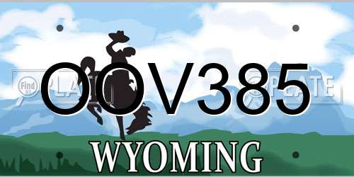 OOV385 Wyoming License Plate